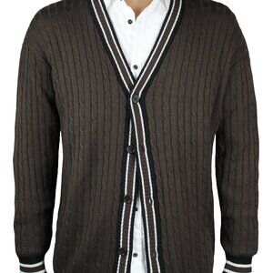 Button Down Cable Cardigan Sweater